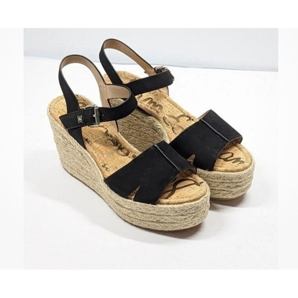 Sam Edelman Women's Maura Espadrille Wedge Sandals Black Size 8 .M (MSRP $130)